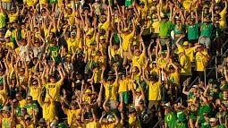 fans cheer at Autzen Stadium
